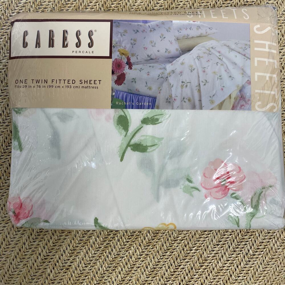 Vintage Caress Rachel's Garden Percale Twin Fitted Sheet, USA, Cottagecore NIP